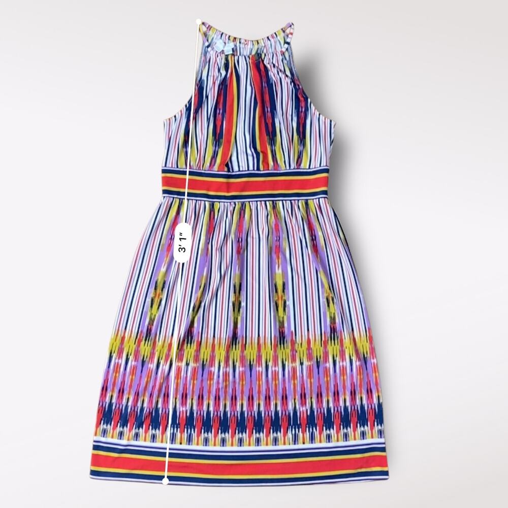 London Times Colorful Striped‎ Halter Knee Length Dress Size 6 Business Casual - Picture 4 of 7